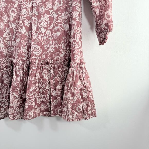 Vici Olivaceous Purple White Floral V Neck Tiered Mini Dress Small - Picture 2 of 8